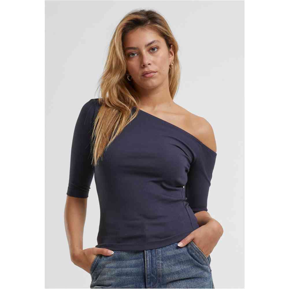 Urban Classics - Organic Asymmetric Rib Top - Donkerblauw